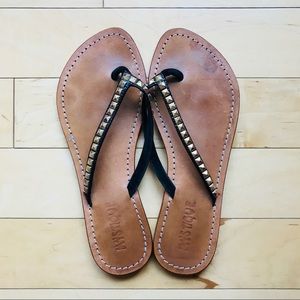 Mystique Gold Studded Leather Sandals